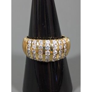 Premier Designs Dedication Ring Gold Tone CZ Pave Band Statement Ring Size 8